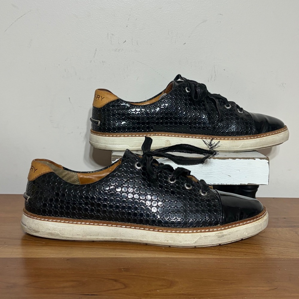 Sperry Top-Sider Seacoast Black Patent Leather Sneakers STS95578 Womens 9